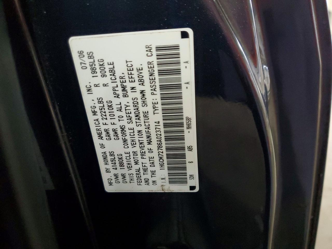 2006 HONDA ACCORD EX photo 12