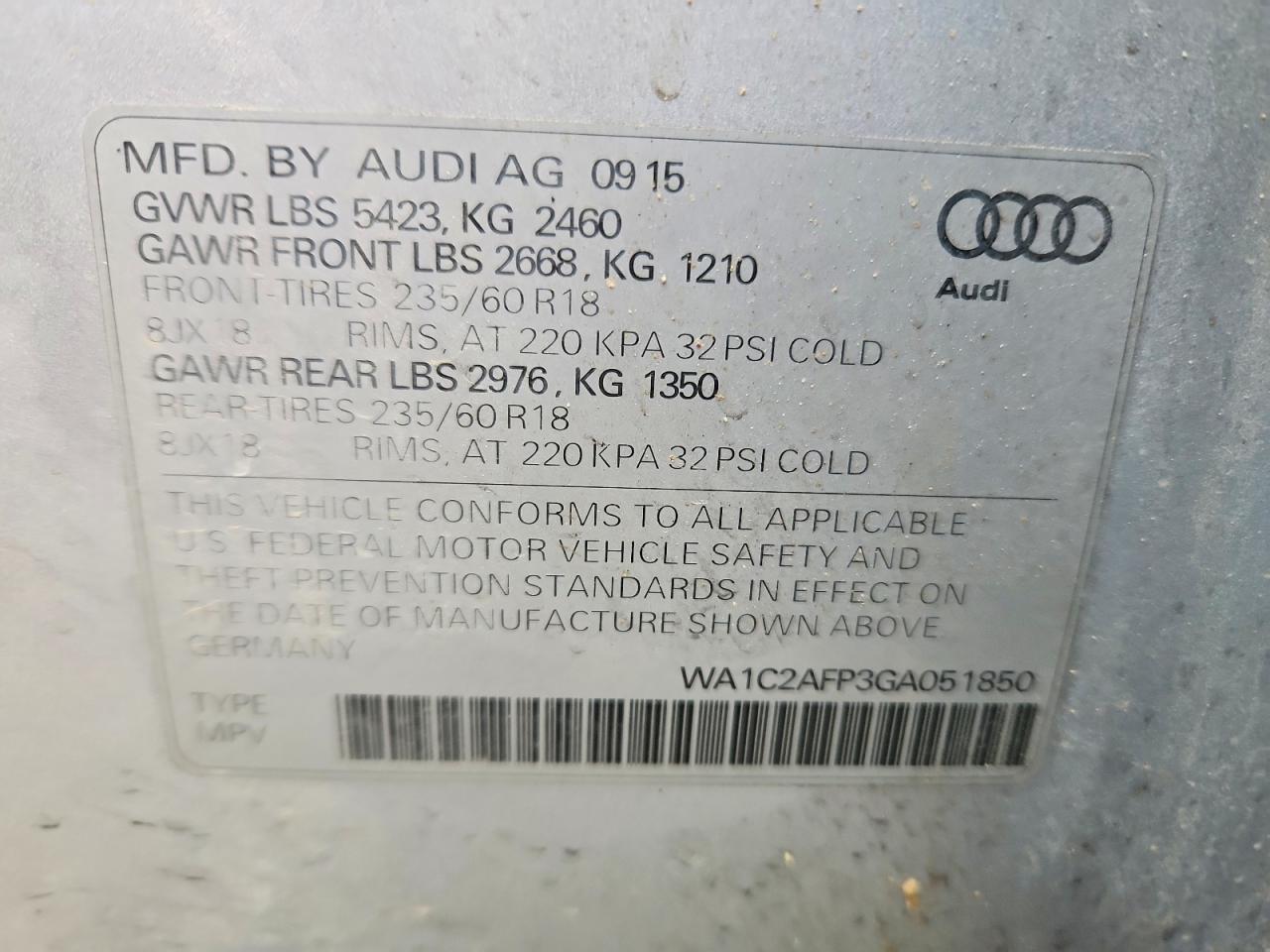 2016 AUDI Q5 PREMIUM photo 13