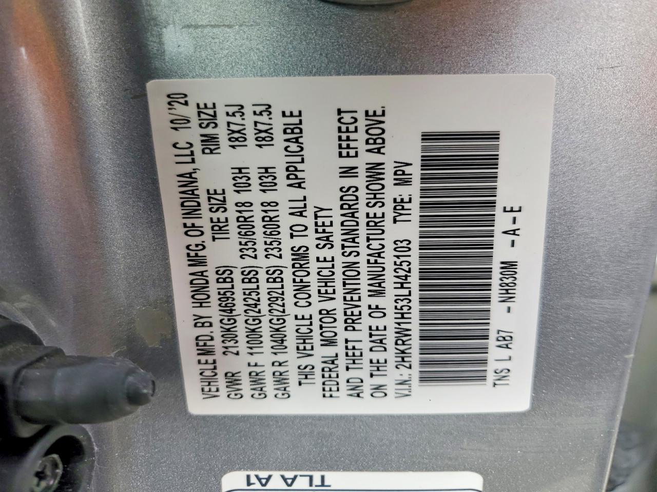 2020 HONDA CR-V EX photo 23