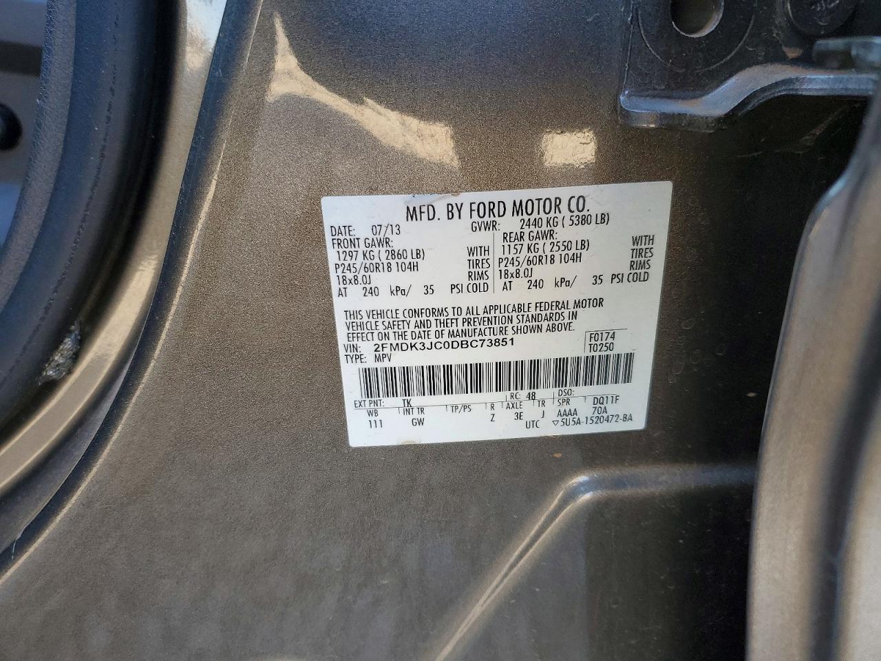 2013 FORD EDGE SEL photo 13