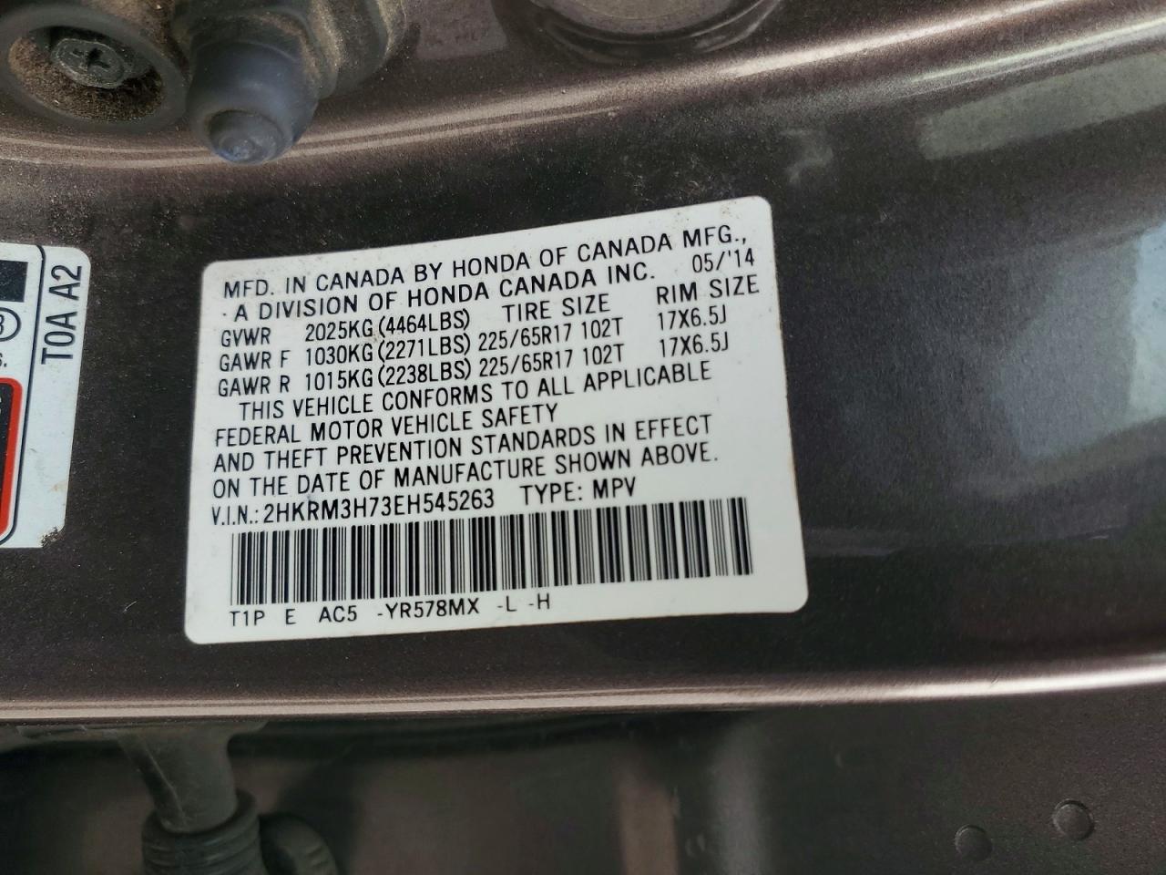2014 HONDA CR-V EXL photo 13