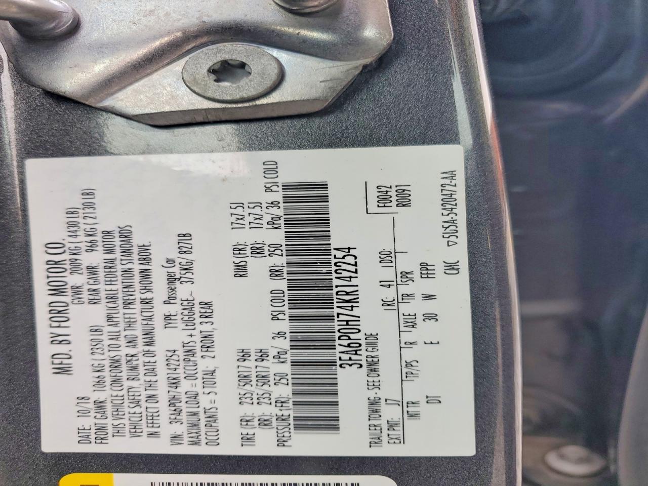 2019 FORD FUSION SE photo 13