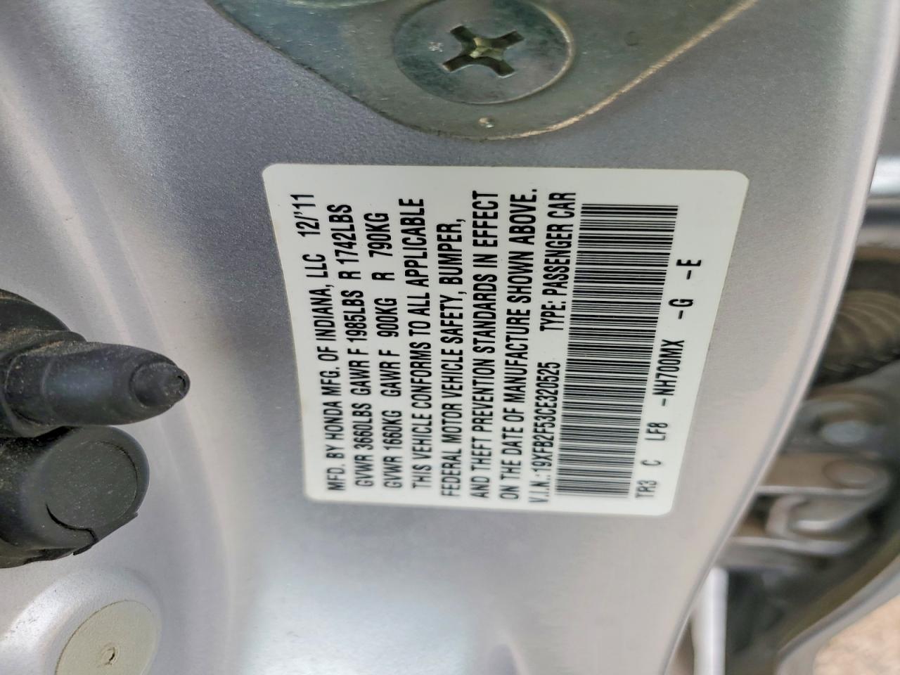 2012 HONDA CIVIC LX photo 25