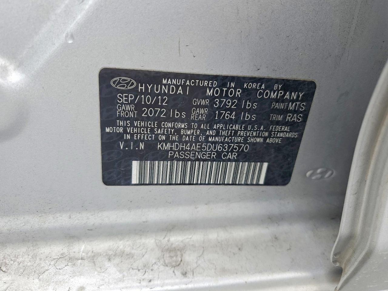 2013 HYUNDAI ELANTRA GLS photo 12