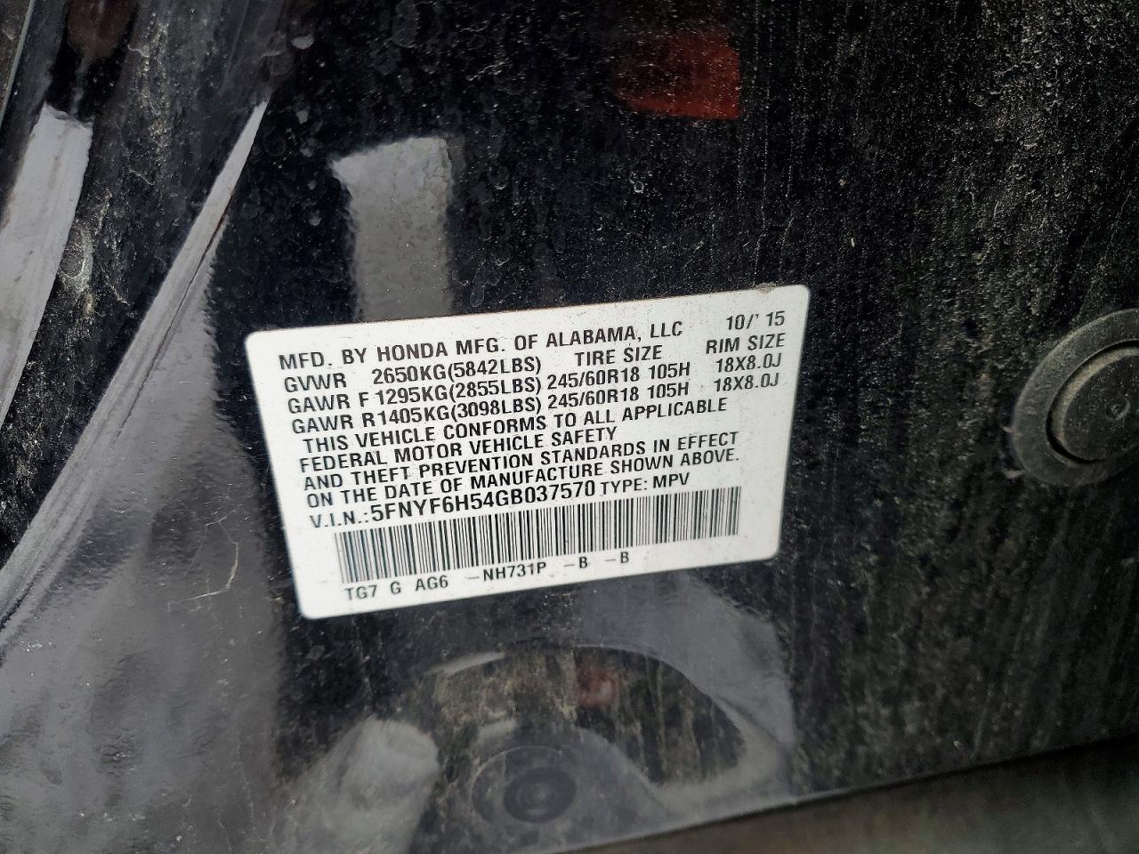 2016 HONDA PILOT EXL photo 25