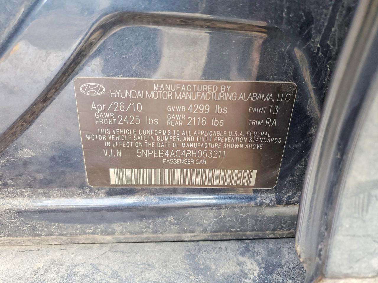 2011 HYUNDAI SONATA GLS photo 12