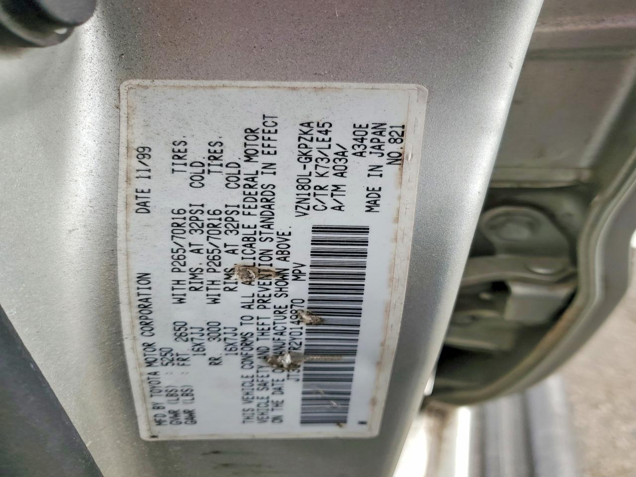 2000 TOYOTA 4RUNNER LIMITED photo 12