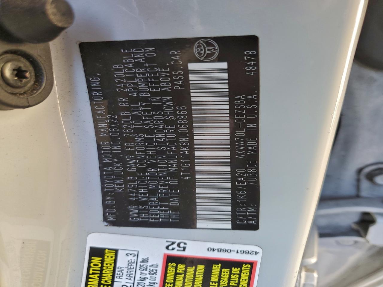 2022 TOYOTA CAMRY SE photo 12