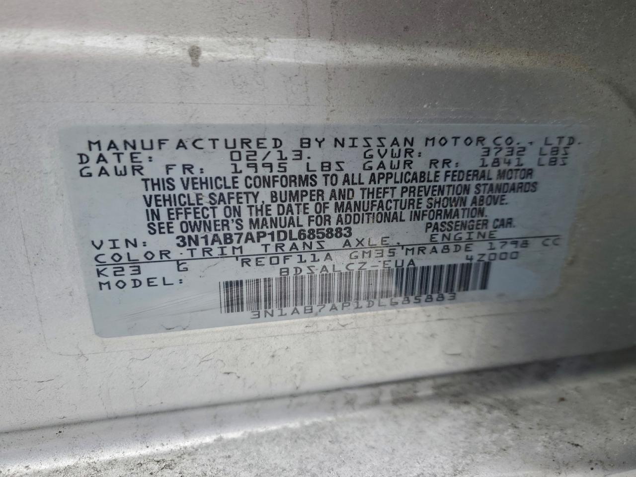 2013 NISSAN SENTRA S photo 45