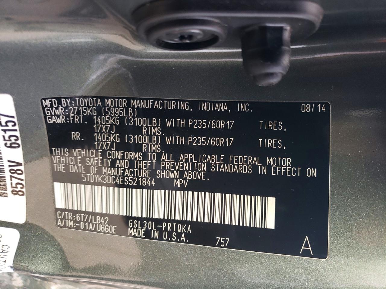 2014 TOYOTA SIENNA XLE photo 27