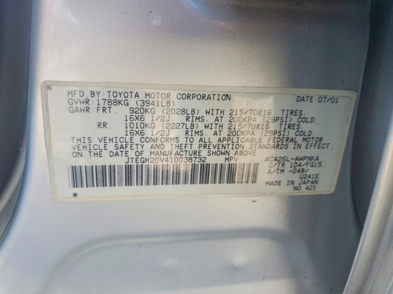 2001 TOYOTA RAV4 photo 12