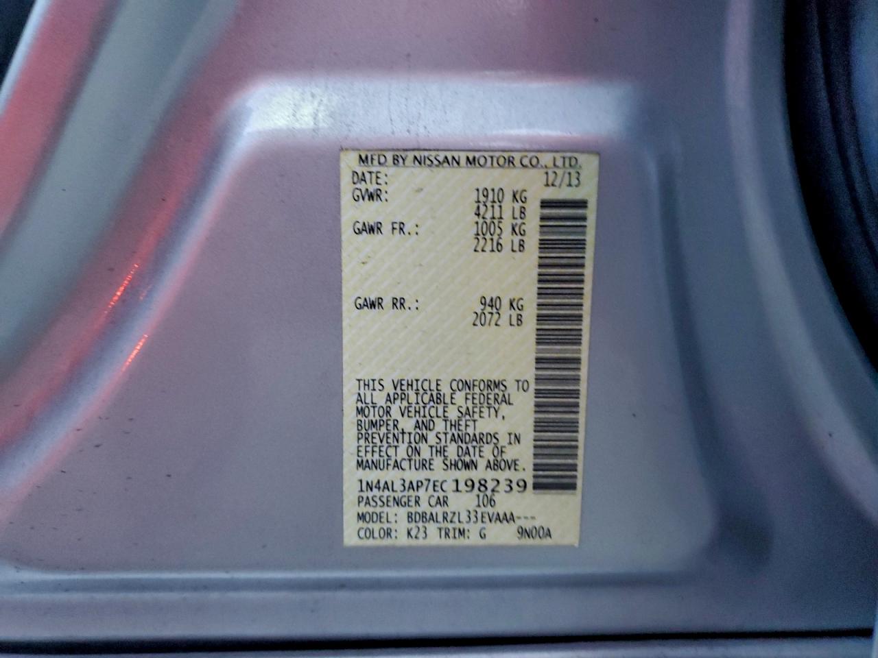2014 NISSAN ALTIMA 2.5 photo 12