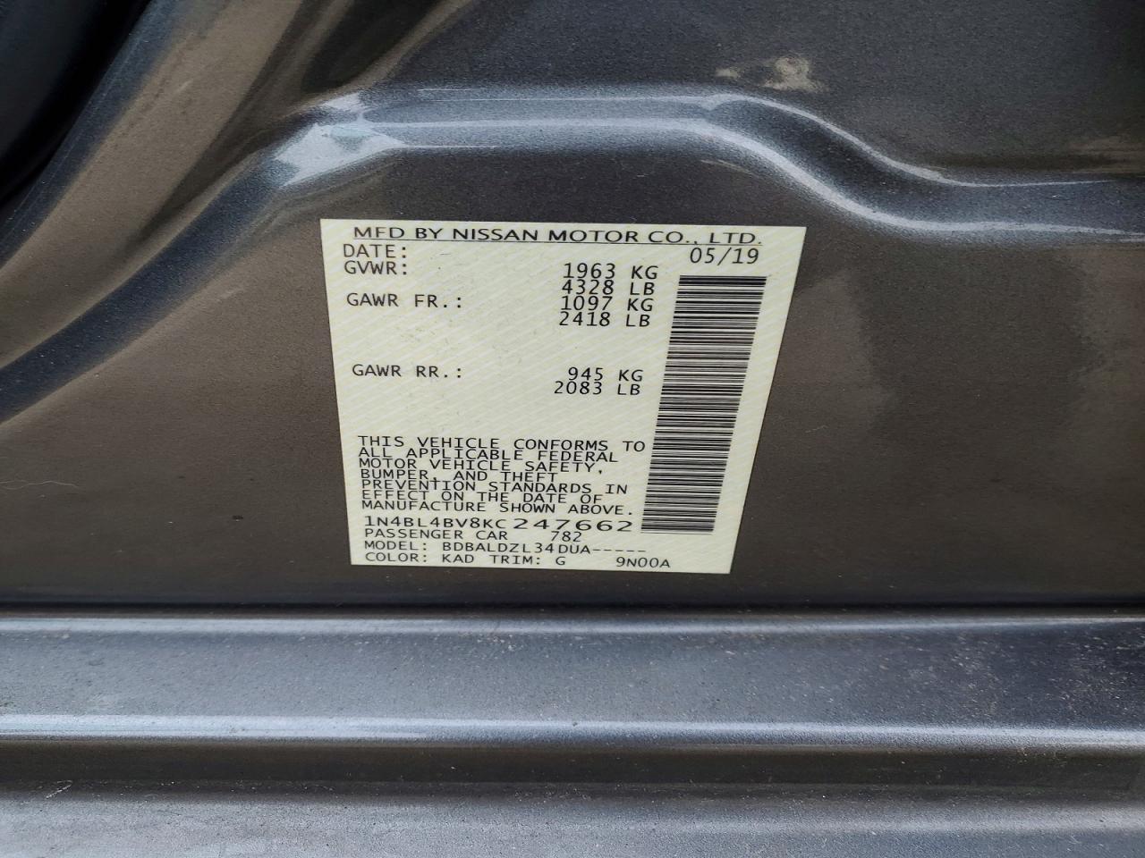 2019 NISSAN ALTIMA S photo 12