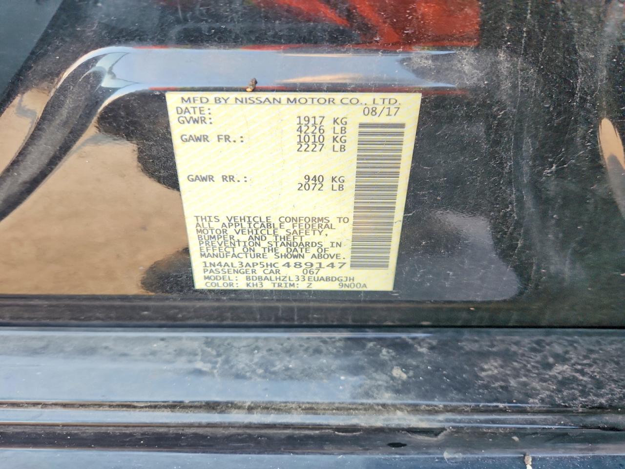 2017 NISSAN ALTIMA 2.5 photo 12