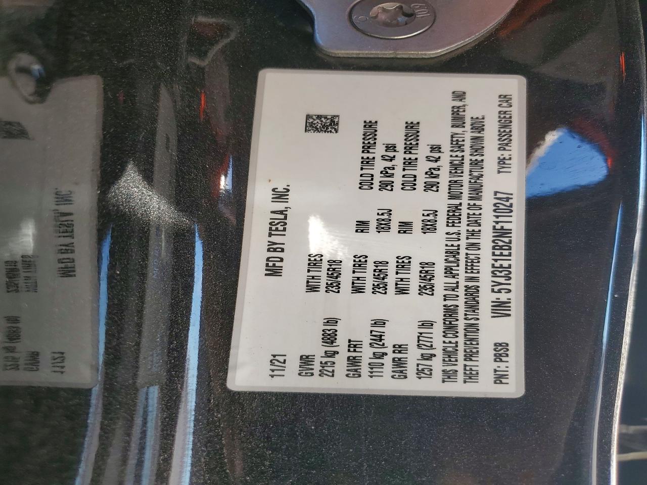2022 TESLA MODEL 3 photo 13