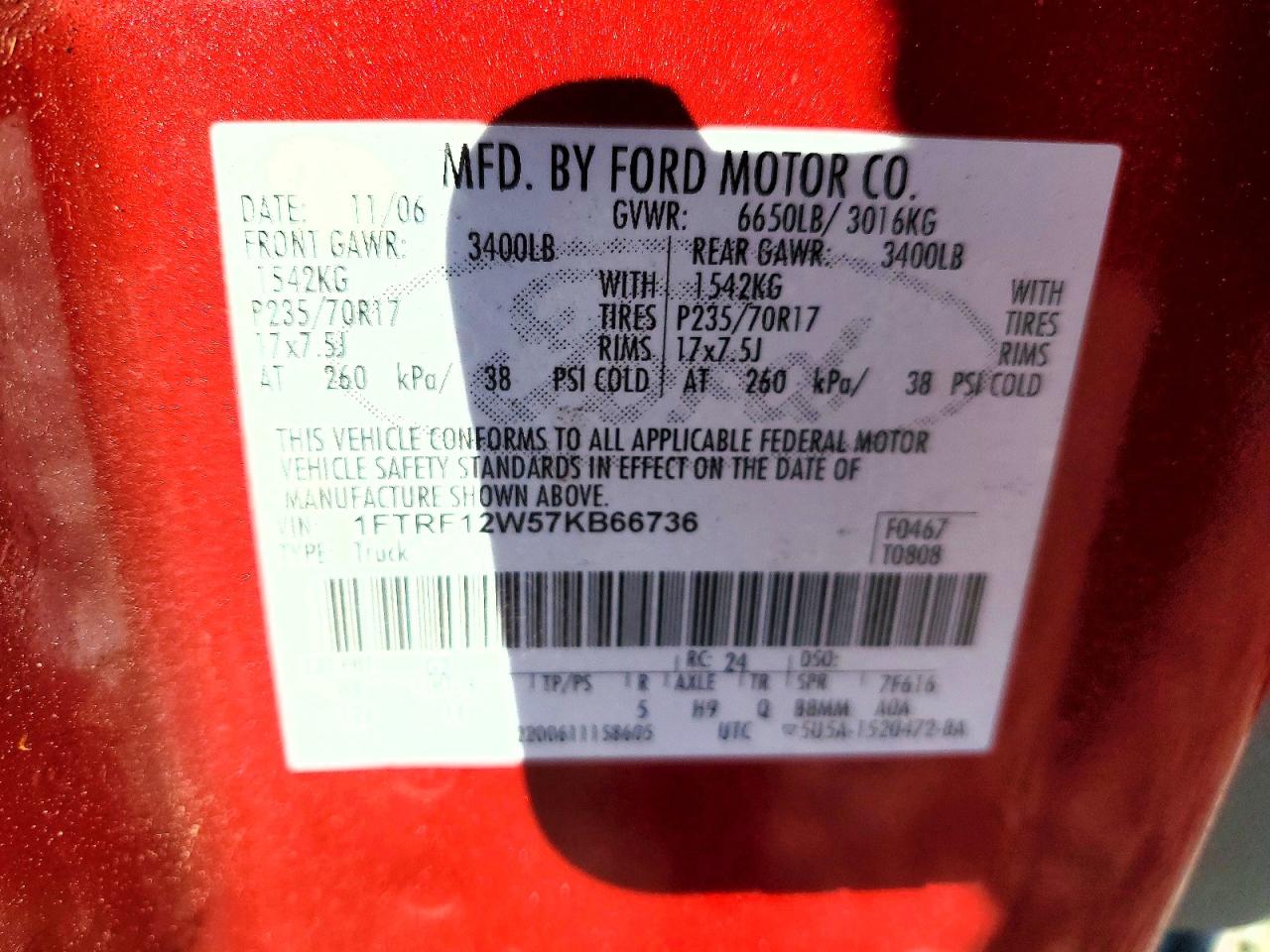 2007 FORD F150 photo 12
