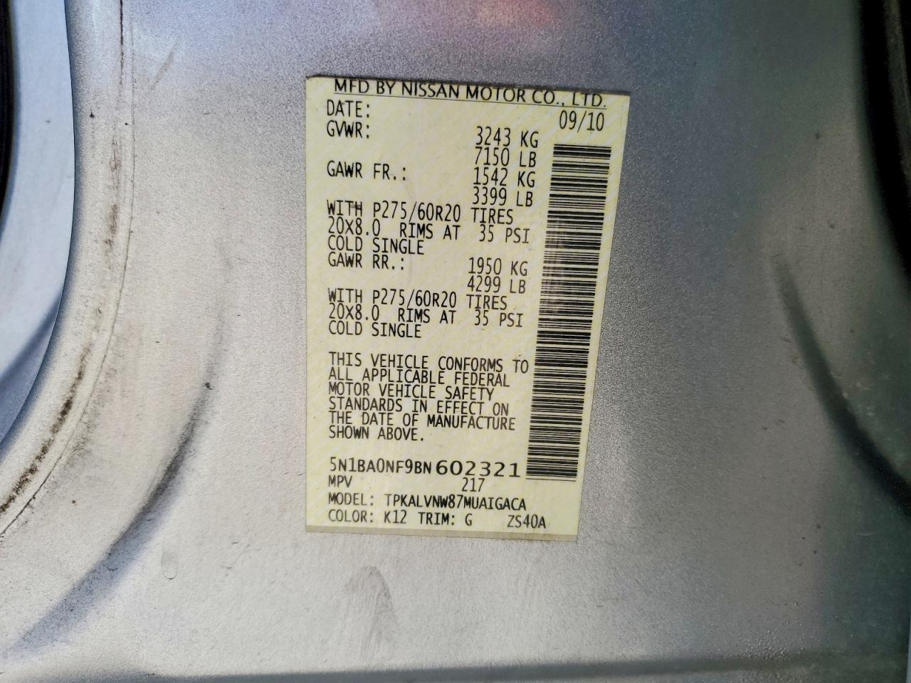 2011 NISSAN ARMADA PLATINUM photo 13