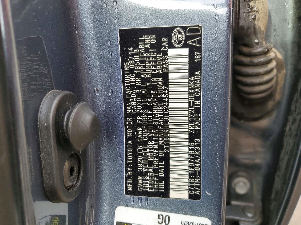 2015 TOYOTA COROLLA L photo 12
