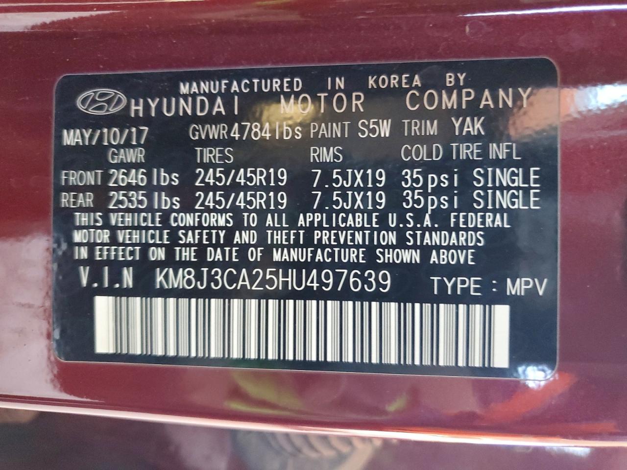 2017 HYUNDAI TUCSON LIMITED photo 13