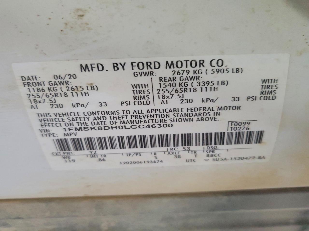 2020 FORD EXPLORER XLT photo 12