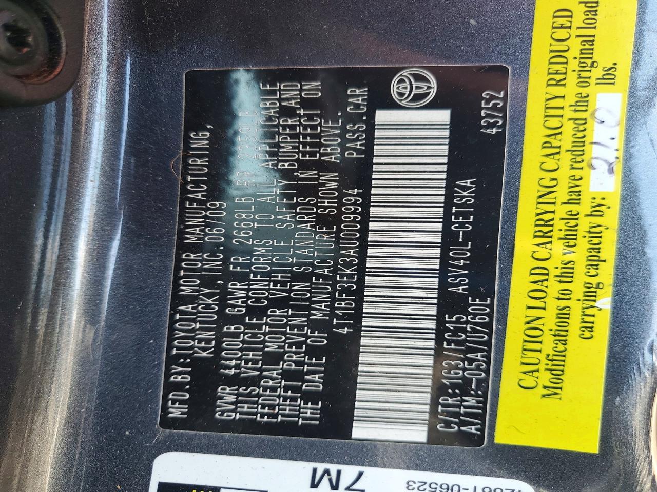 2010 TOYOTA CAMRY BASE photo 12