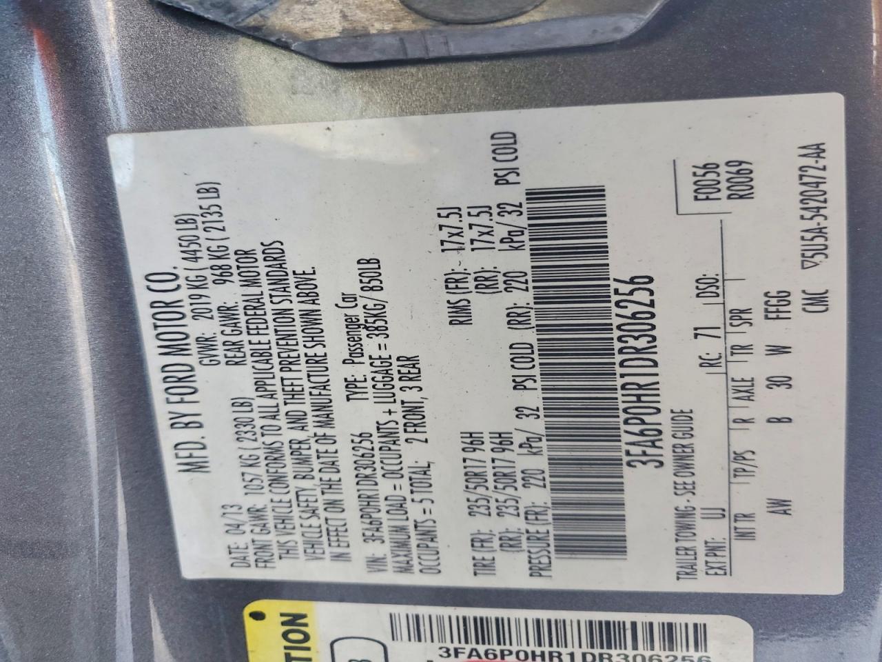 2013 FORD FUSION SE photo 13
