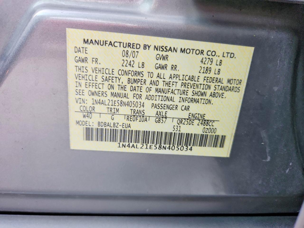 2008 NISSAN ALTIMA 2.5 photo 12