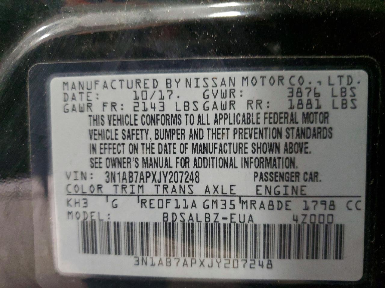 2018 NISSAN SENTRA S photo 12