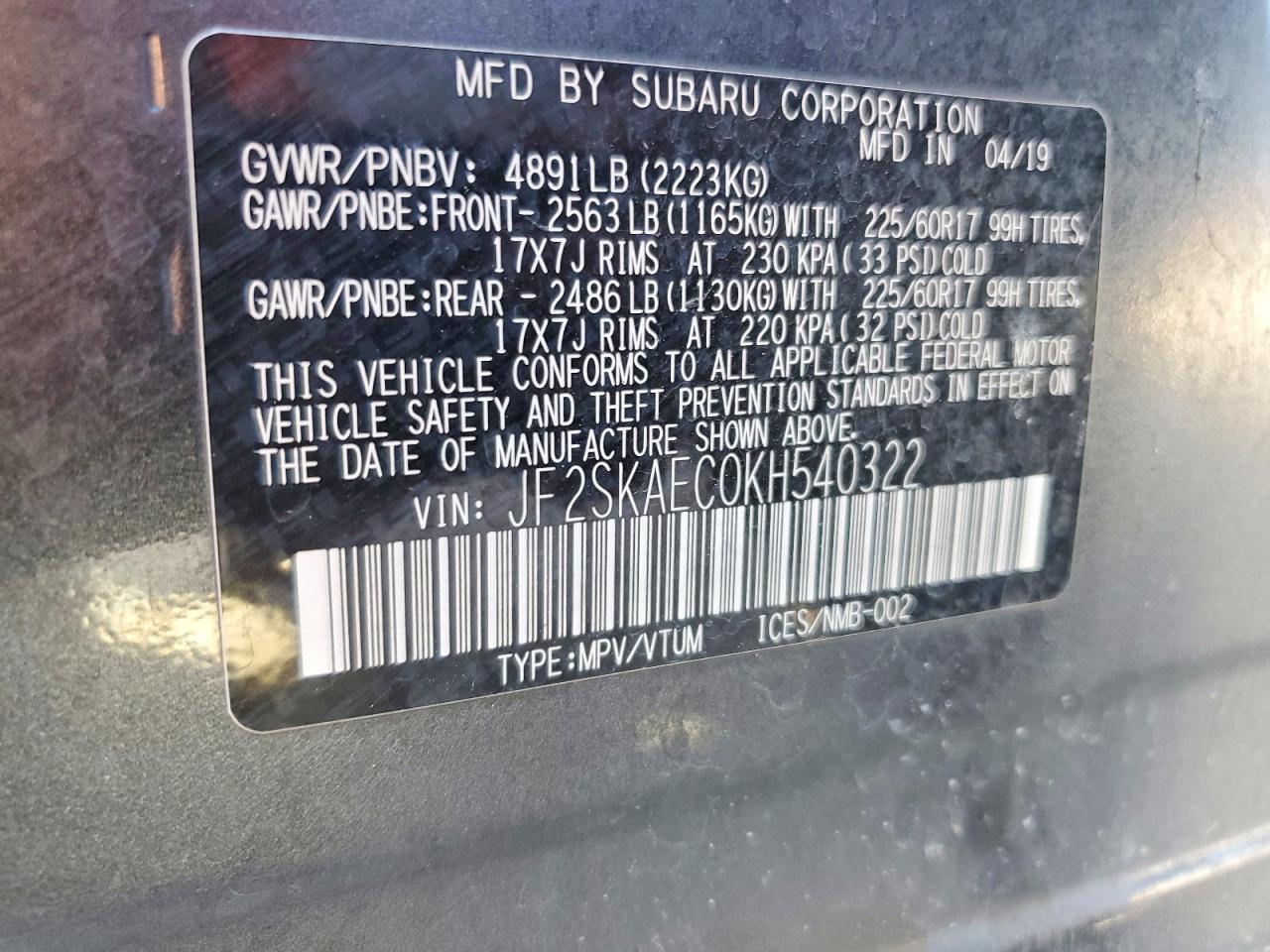 2019 SUBARU FORESTER PREMIUM photo 13
