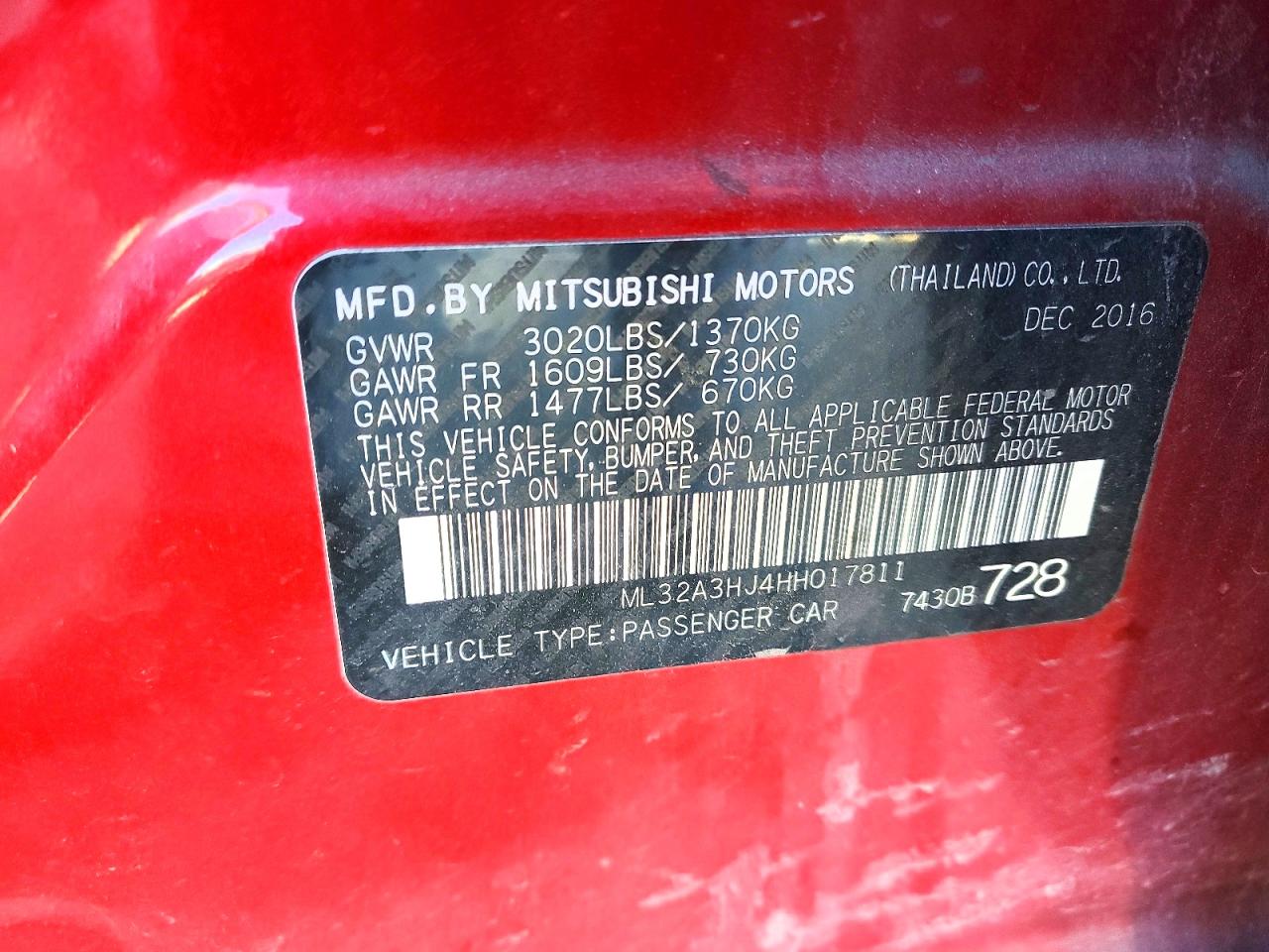 2017 MITSUBISHI MIRAGE ES photo 12