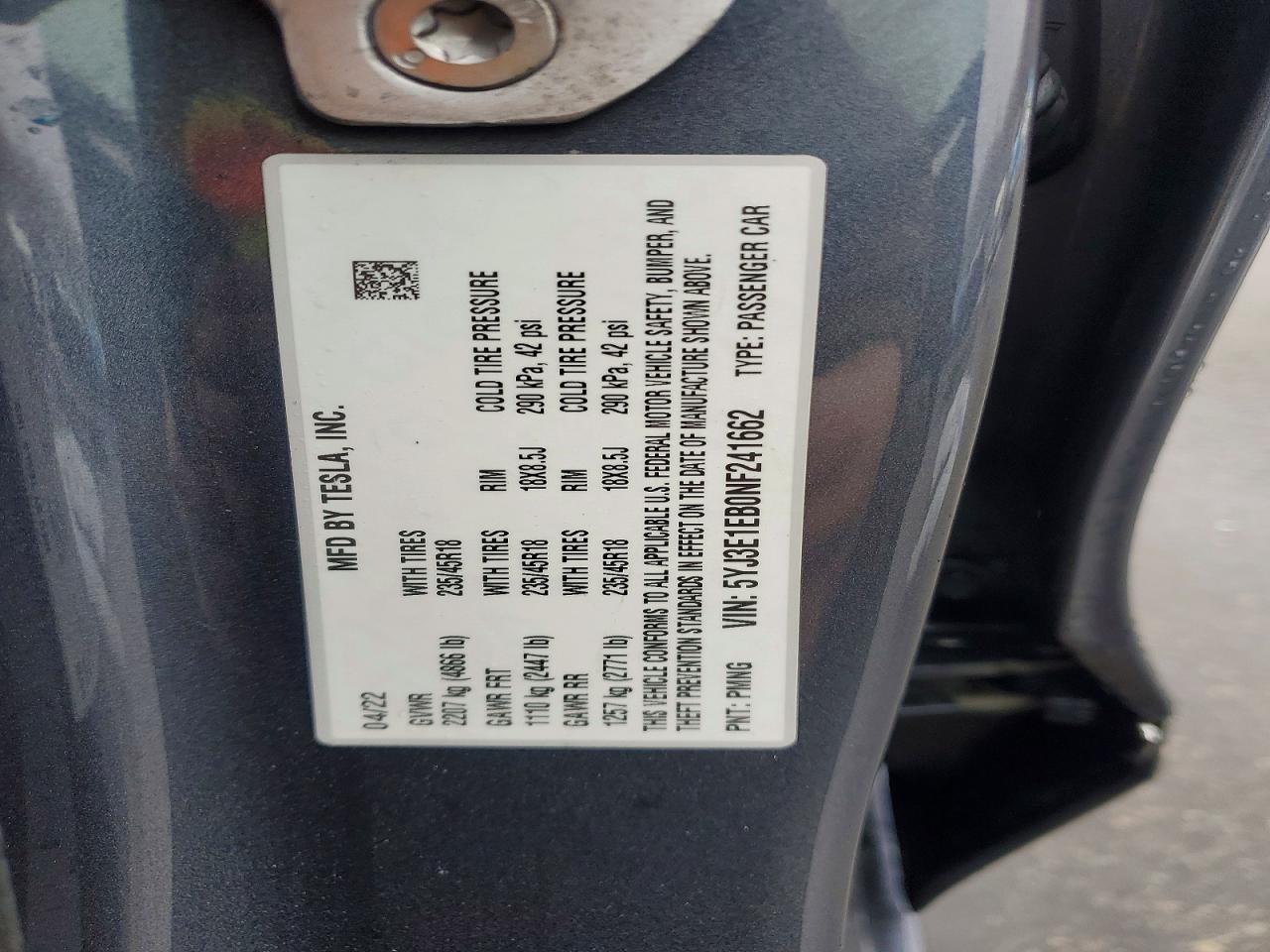 2022 TESLA MODEL 3 photo 12