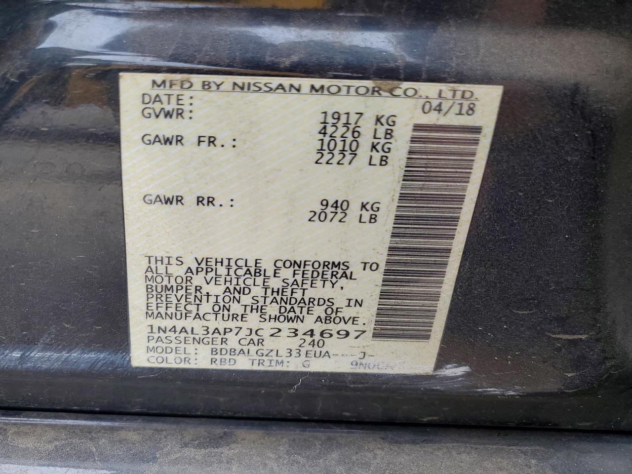 2018 NISSAN ALTIMA 2.5 photo 23