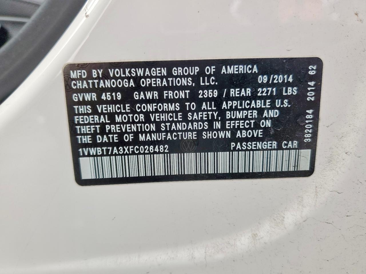 2015 VOLKSWAGEN PASSAT SE photo 12