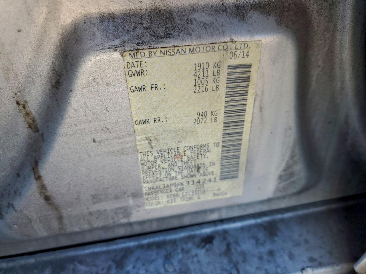 2015 NISSAN ALTIMA 2.5 photo 12