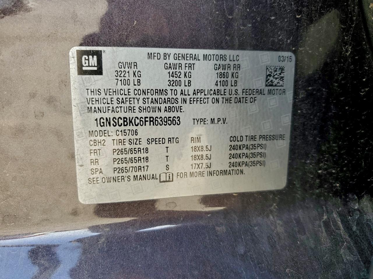 2015 CHEVROLET TAHOE C1500 LT photo 27