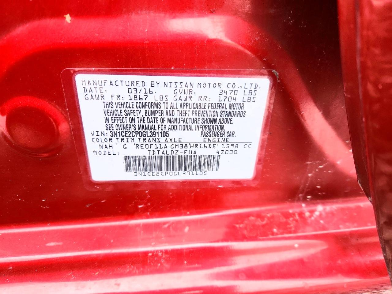 2016 NISSAN VERSA NOTE S photo 12