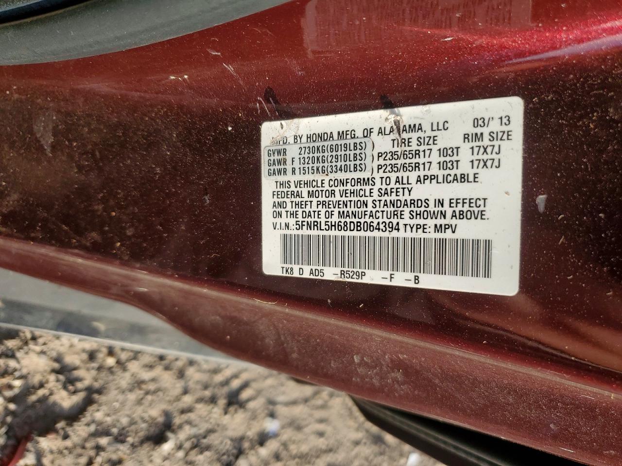2013 HONDA ODYSSEY EXL photo 23