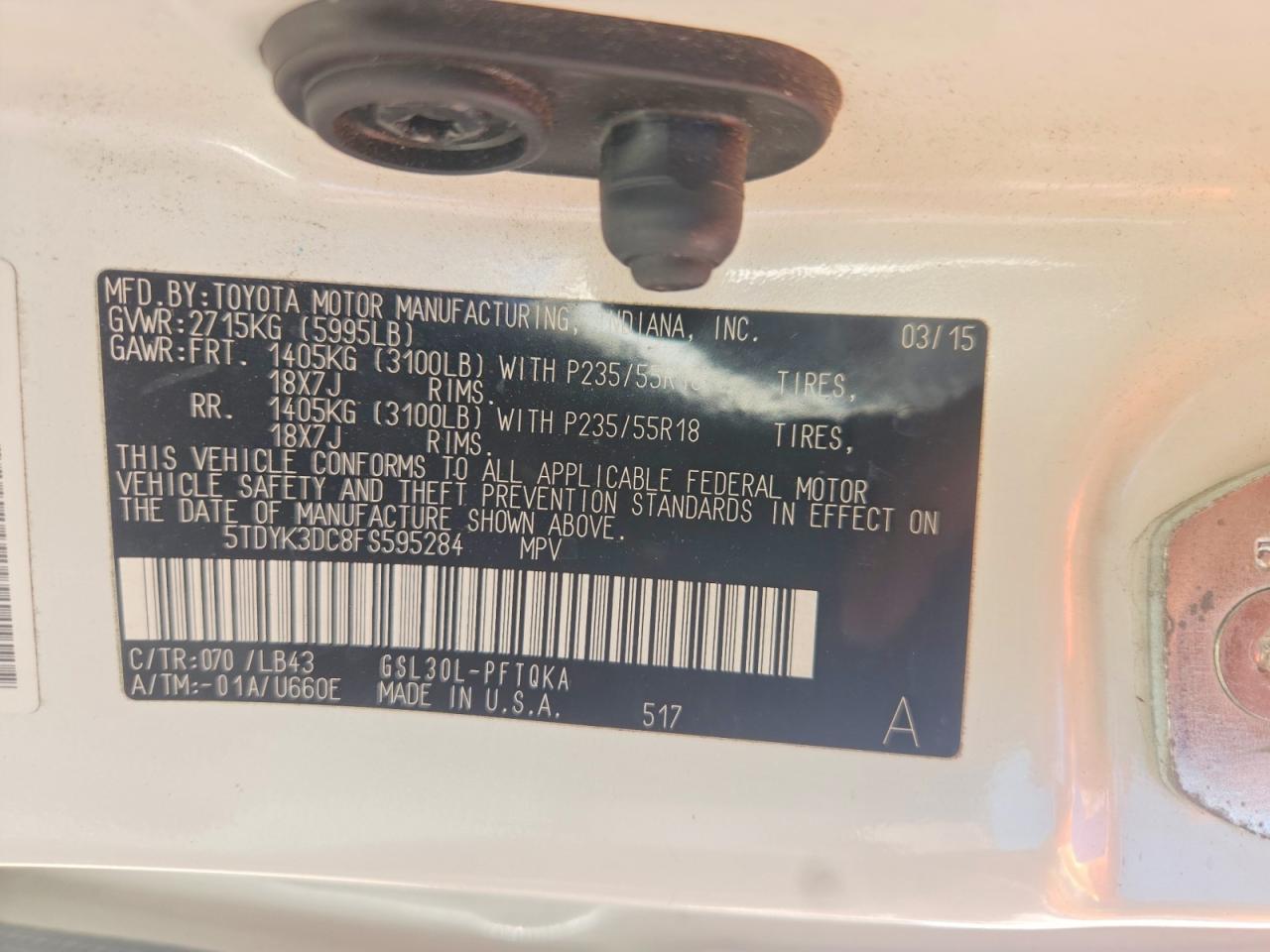 2015 TOYOTA SIENNA XLE photo 12