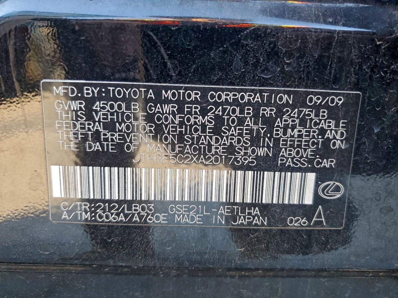 2010 LEXUS IS 350 photo 12