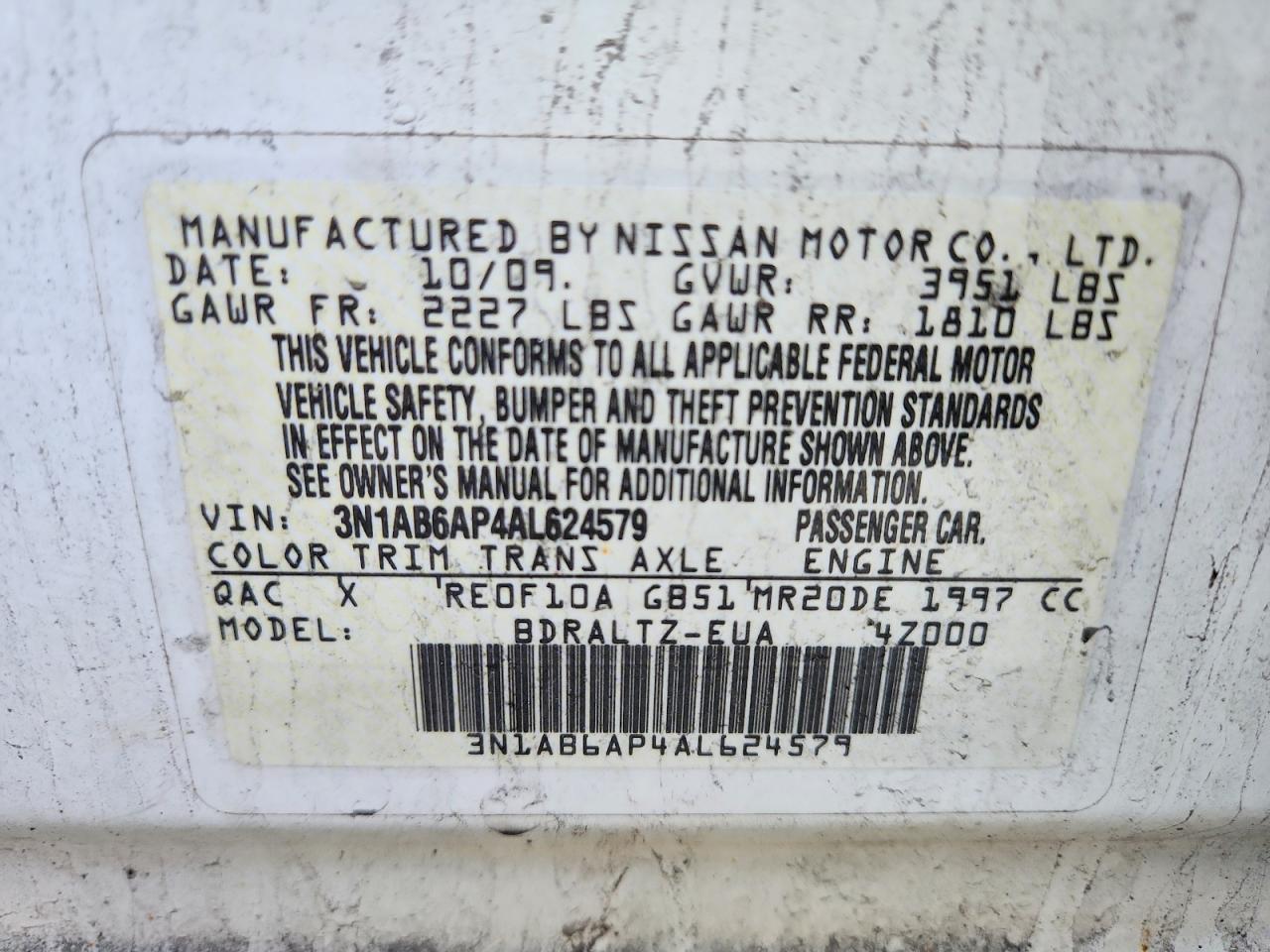 2010 NISSAN SENTRA 2.0 photo 23