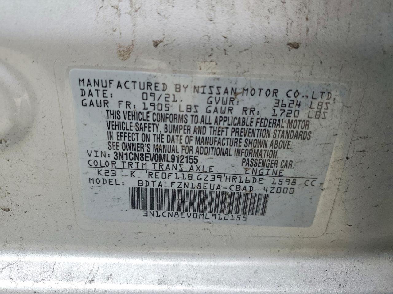 2021 NISSAN VERSA SV photo 13