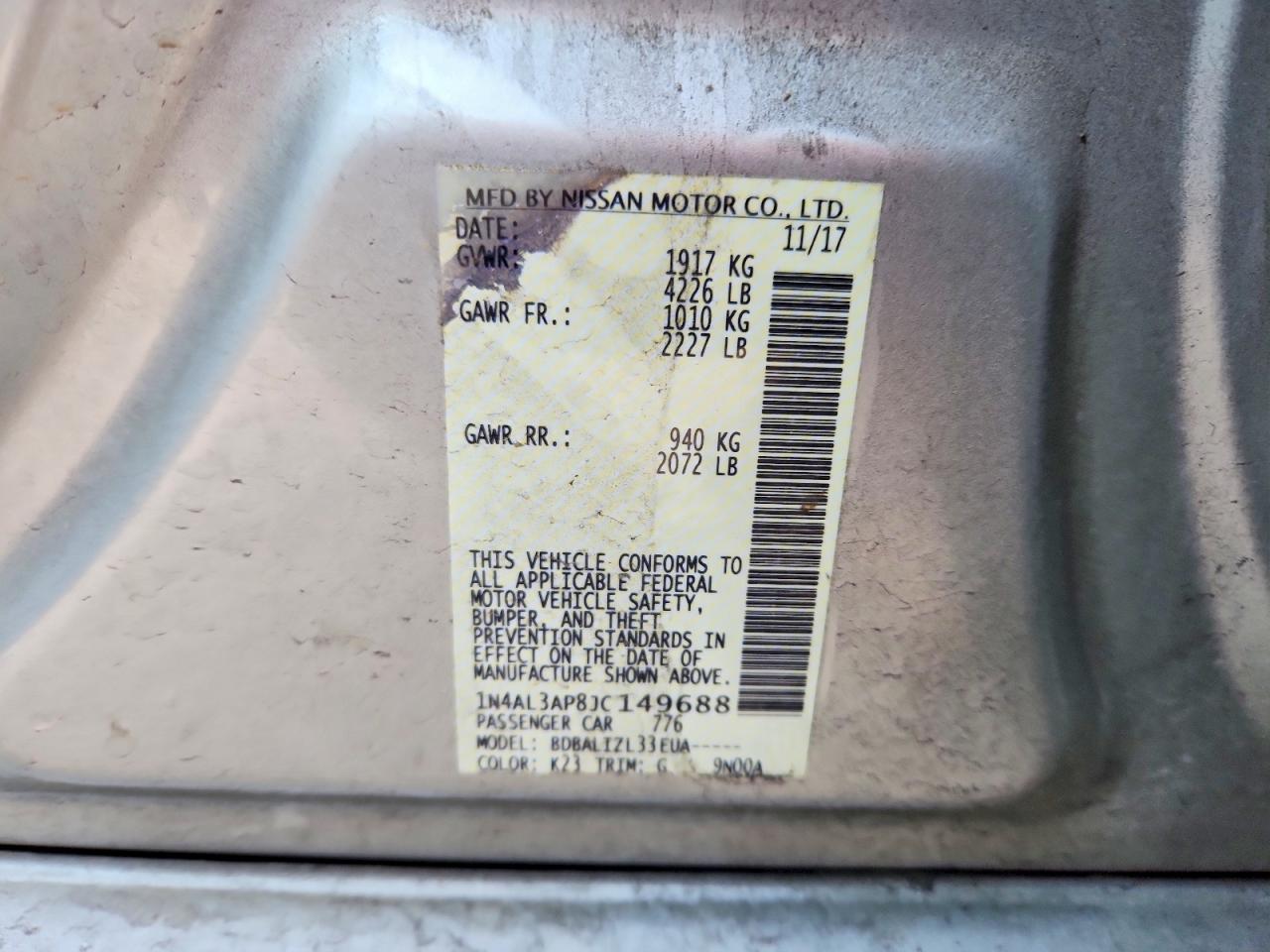 2018 NISSAN ALTIMA 2.5 photo 13