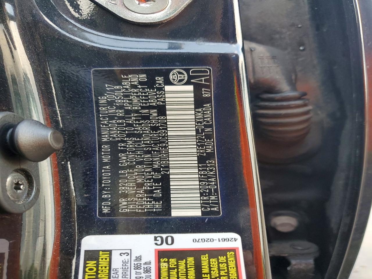 2018 TOYOTA COROLLA L photo 12