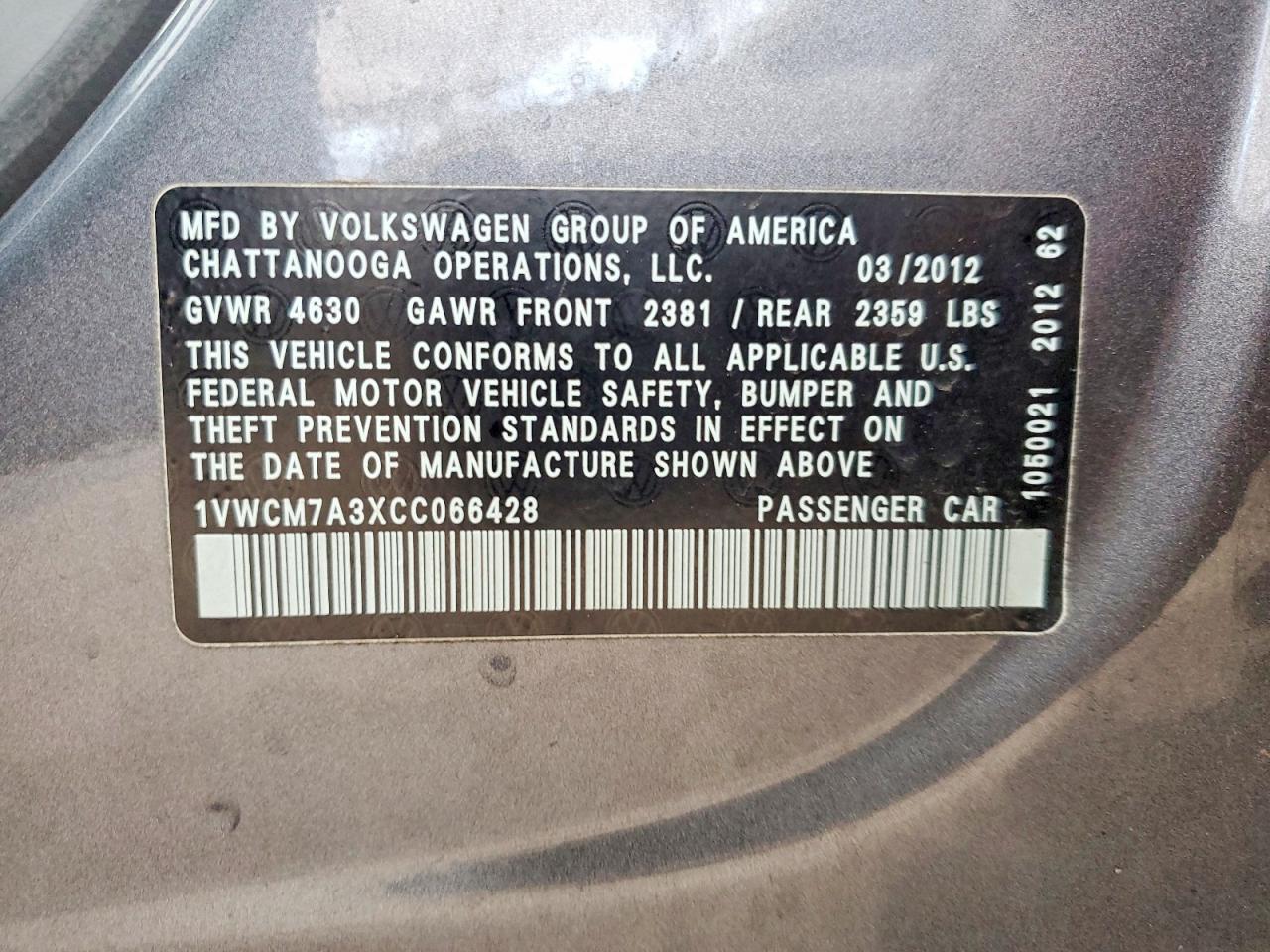 2012 VOLKSWAGEN PASSAT SEL photo 12