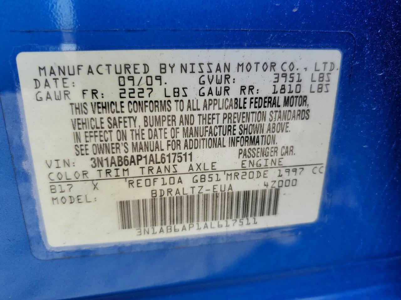 2010 NISSAN SENTRA 2.0 photo 12