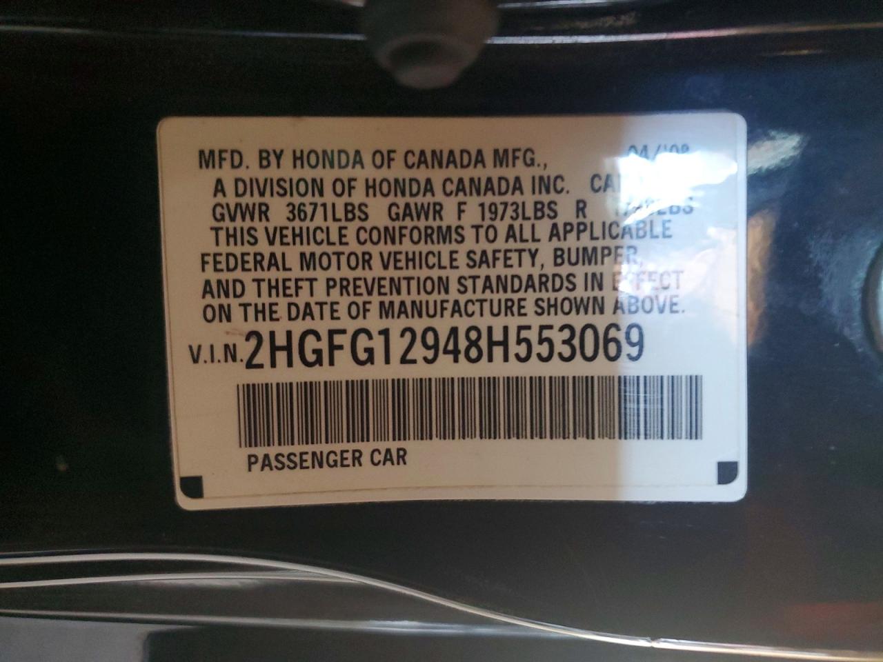 2008 HONDA CIVIC EXL photo 12
