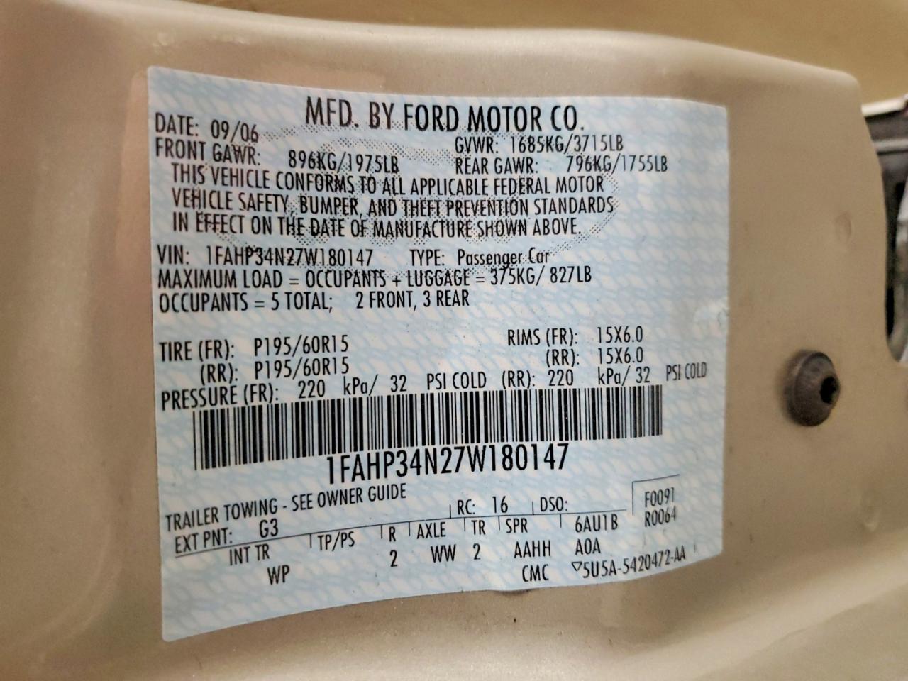 2007 FORD FOCUS ZX4 photo 12