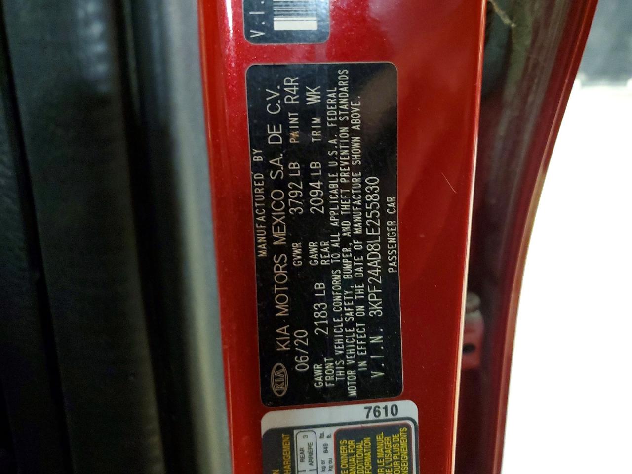 2020 KIA FORTE FE photo 12