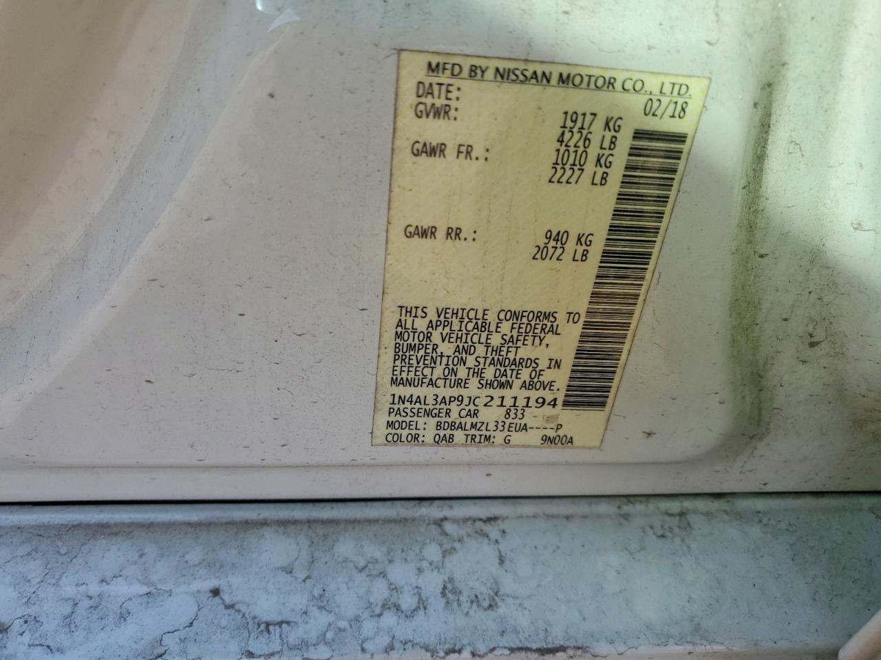 2018 NISSAN ALTIMA 2.5 photo 12