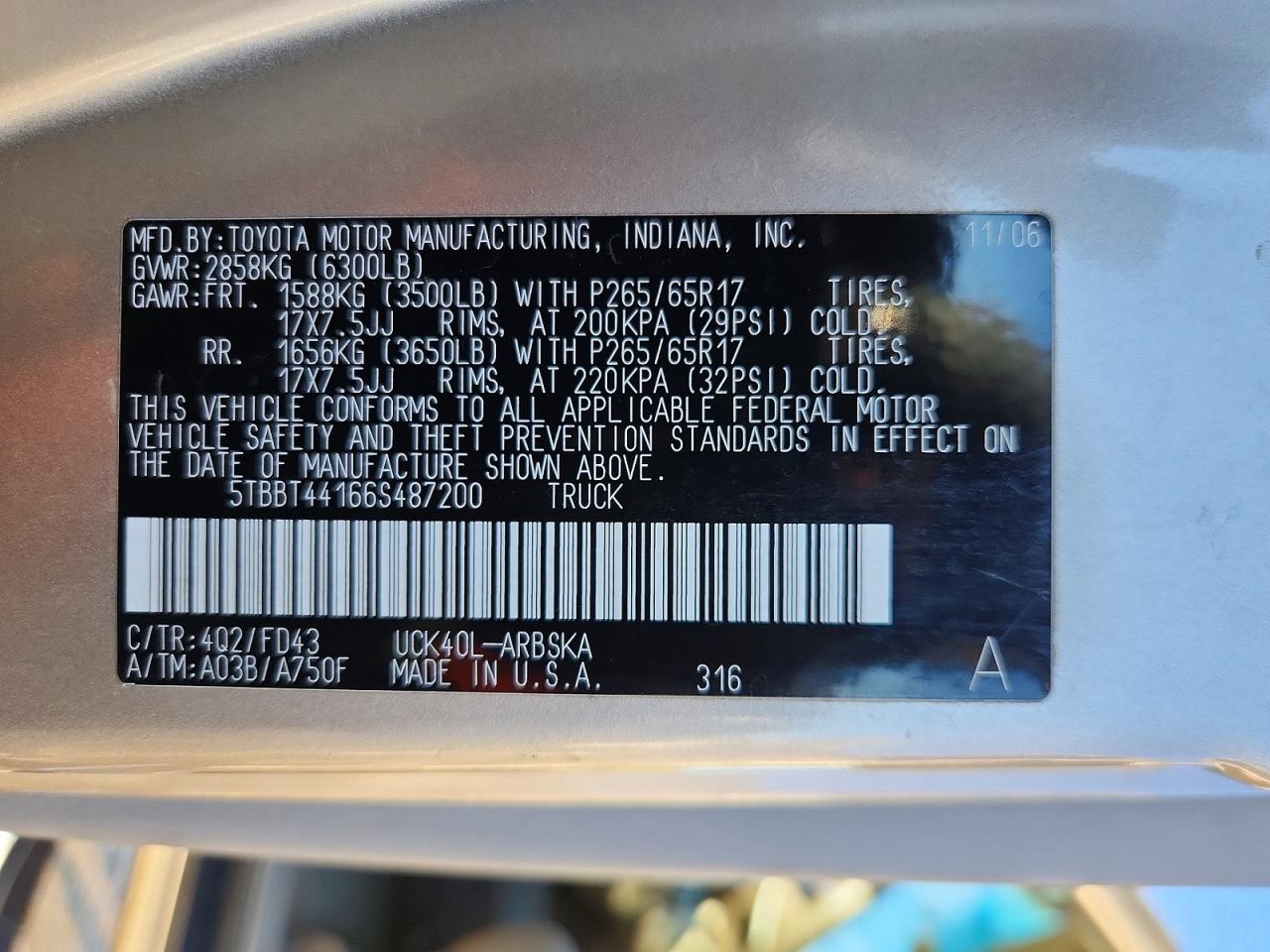 2006 TOYOTA TUNDRA SR5 photo 13